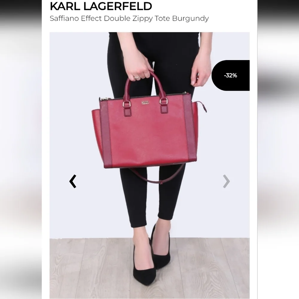 Karl Lagerfeld Saffiano Leather Satchel, Burgundy